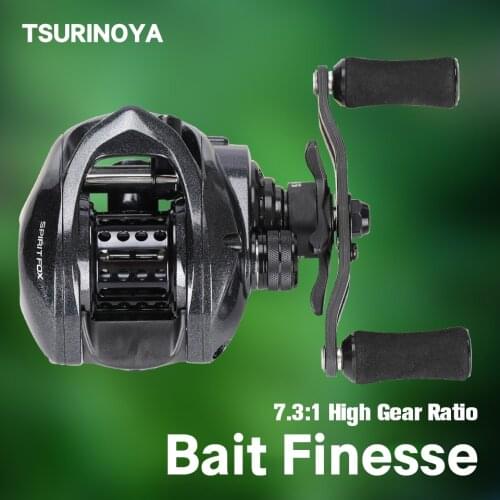 TSURINOYA Ultralight Baitcasting Fishing Reel 7.3:1 SPIRIT FOX 50 Automatic Sound System Light Game Bait Finesse Casting Reel