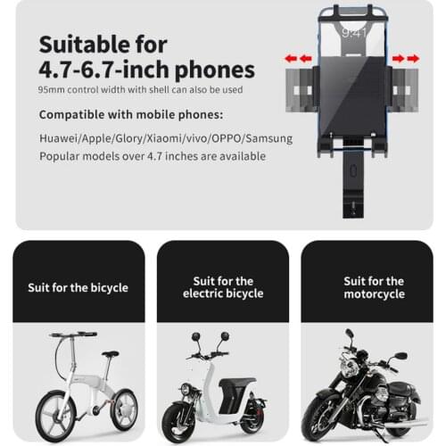 Bike Phone Mount Handlebar Phone Holder Fits 4.7-6.7 Inch Phones Motorcycle Handlebar Mount Non-Slip Phone Holder Racks