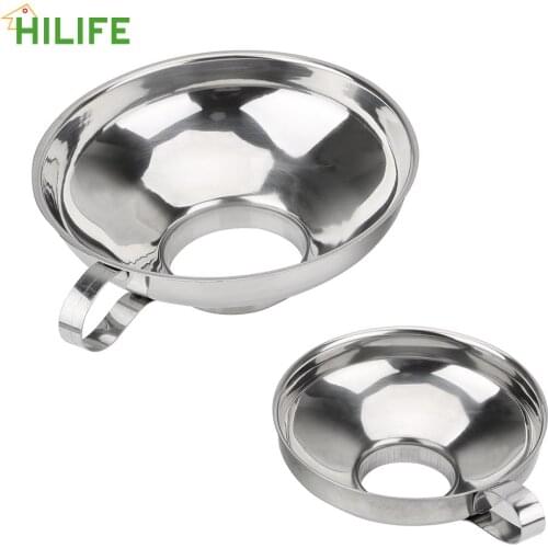 HILIFE Stainless Steel Wide Mouth Funnel Cooking Tools Kitchen Gadget S/L Size Filter Funnel Transferring Liquid Canning Hopper