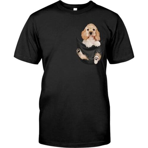 Funny T-Shirt Cocker Spaniel 3D Print Cotton Shirts Summer Fashion Harajuku Casual Top Round Neck Cotton Black Tee Drop Shipping