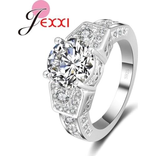 Women Cubic Zirconia Crystal Rings Fashion Bands Jewelry 925 Sterling Silver Bridal Wedding Engagement Ring For Female