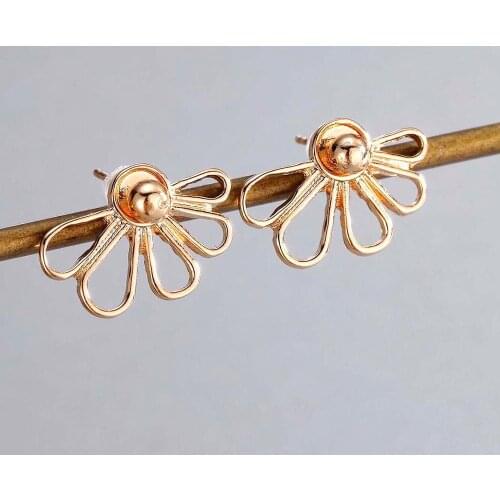 Chandler 2020 New Fashion Front Back Two Sides Hollow Gold Color Flower Stud Earrings For Women Ear Jackets Piercing Jewelry