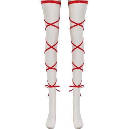 Women Legs Harness Belt Sexy Shiny Rhinestone Leg Wraps Straps Nightclub Pole Dance Lace Up Leg Strap Garter Belts Porno Costume