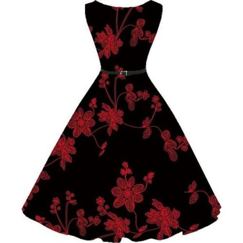 Slim Fit Women Dress Autumn Winter Vintage Hepburn Style Print Stitching Dress sleeveless Elegant Sexy Womens Lady Party Dresses