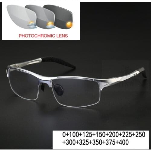 020 NEW Aluminum Magnesium Sports Style Progressive Reading Glasses Business Men Sun Photochromic Reading Glasses FML
