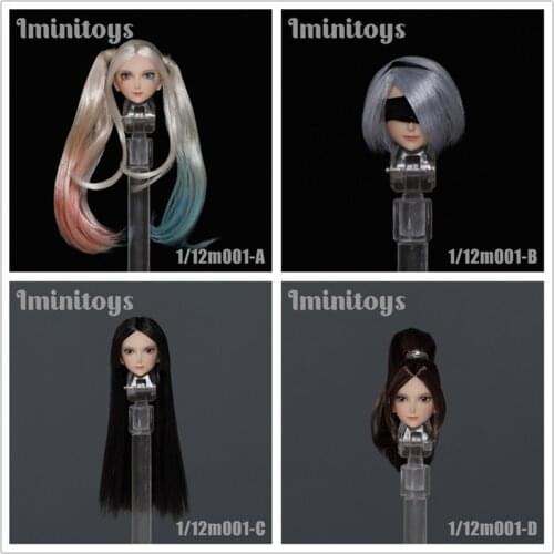 1/12 Scale Head Sculpt Beauty Female Figure Head Carving Fit 6" Female Pale Action Figure Doll Body Accessories Iminitoys Toys