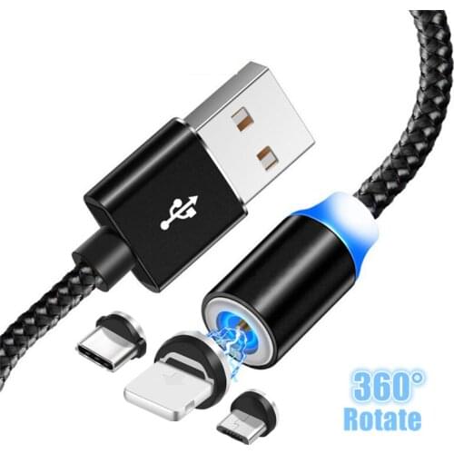 1M 2M Long Magnetic Cable USB C Micro USB LED Usb Charging Cable for iPhone 11 Pro LG K10 K8 K7 OPPO Reno Z 10x Zoom K3 Find X