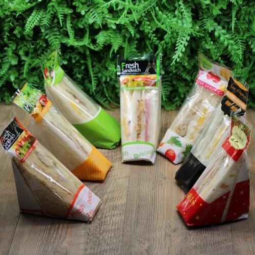 100 pcs Sandwich packaging bags,food grade plastic bags,disposable triangular sandwich packaging bags,easy to carry