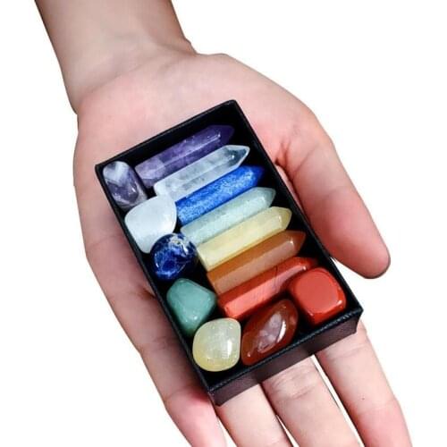 11PCS/box Natural Stone Crystal Gemstone Healing Stone Rose Amethyst Quartz Mineral Ornaments Home Decoration Mineral Crafts