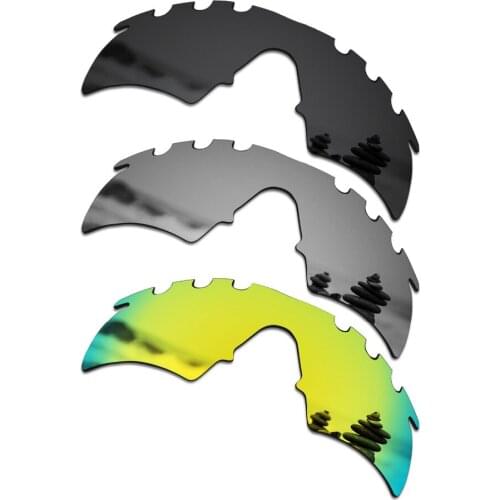 SmartVLT 3 Pieces Polarized Sunglasses Replacement Lenses for Oakley M Frame Hybrid Vented Black & Silver Titanium & 24K Gold