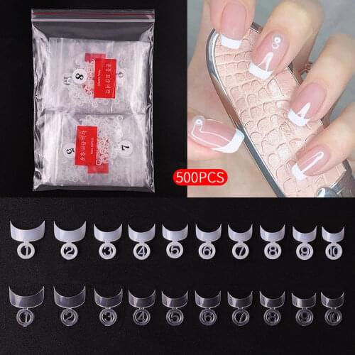 500 PCS/Bag False Nails Patch French Edge White Transparent Natural Short Half Paste Plastic Decoration Nail Art Manicure Tool