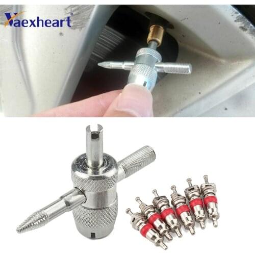 7Pcs Tyre Valve Core With Remover Tool Schrader Valves For Car or Bike Repair