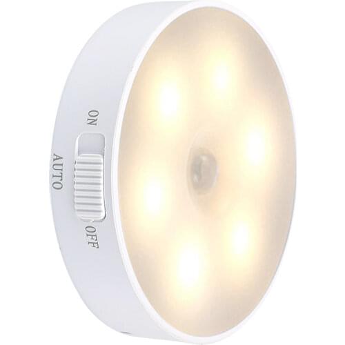 Motion Sensor Wireless Night Lights Bedroom Decor Lamp 6LED Kitchen Cabinet Light Staircase Closet Room Aisle Lighting Wall Lamp