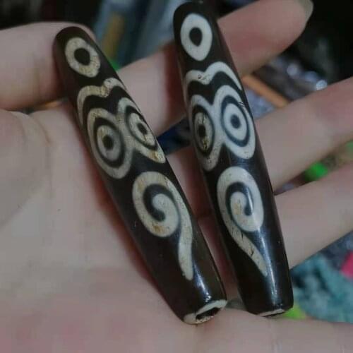 Natural Agate Dzi beads Rare Totem Loose Bulk lengthened Classical Jewelry Tibetan Culture Carrier Natural stone collection