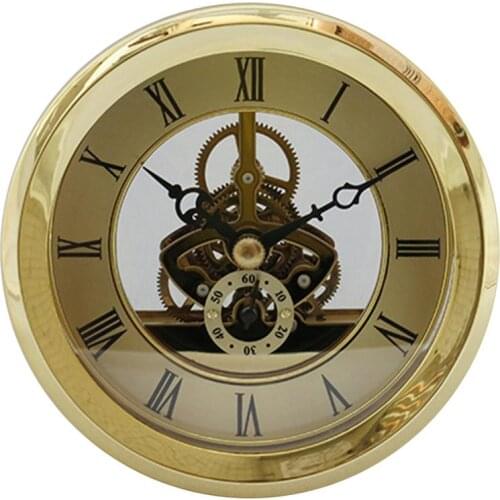 Vintage 103mm Round Bezel Skeleton Clock Watch Insert Quartz Movement Parts for Watchmaker - Gold