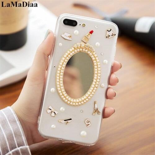 Case For Xiaomi 8 9 SE 5X 6X MAX2 Redmi 4A 5A 6A 8A Note 4 4X 5A 6 7 8 Pro Bling Fashion Pearl Mirror Kit Soft TPU Back Cover