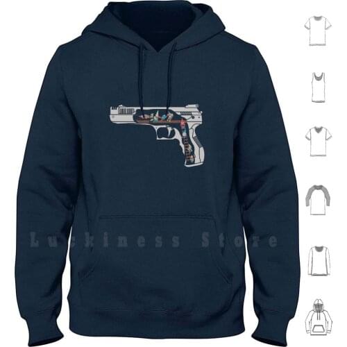Gnomeunition Hoodies Long Sleeve Gnome Lawn Yard Gun Handgun Bullet Gnomeunition Rtofirefly Rbc