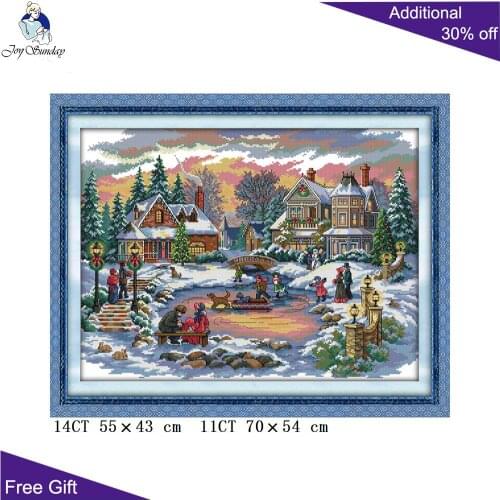 Joy Sunday Christmas Embroidery DIY F771 14CT 11CT Counted and Stamped Home Decor Treasure Time Christmas Cross Stitch Kits
