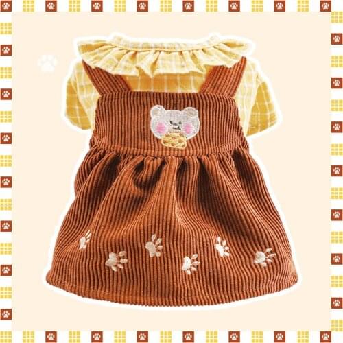 Plaid Shirt With Skirt Dog Clothes Chihuahua Dresses Yorkshire Pet Coat Costume Tulle Pet Skirt Shop Wholesale Ropa Perro Pugs