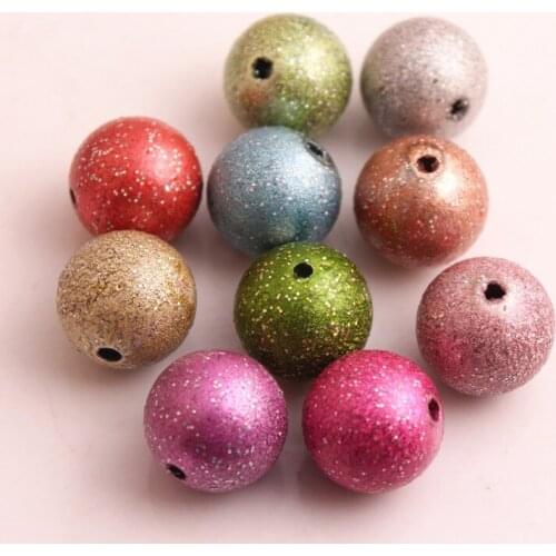 Kwoi vita 20mm 100pcs Colorful Color Acrylic Glitter Wrinkle Beads for Chunky Baby Kids Necklace Jewelry
