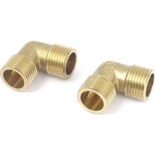 2Pcs Brass Pipe 90 Degree 1/2BSP Male to Male Thread Water Fuel Elbow Fitting