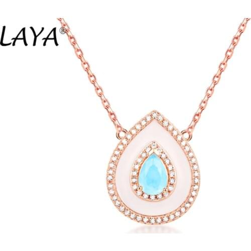 Laya Silver Necklace For Women 925 Sterling Silver Retro Style High Quality Zircon Natural Blue Purple Fushion Stone Jewelry