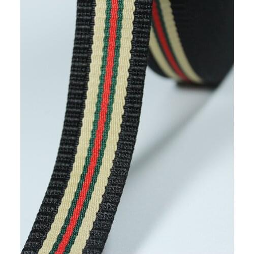 38mm 1-1/2" wide striped Green red Black white coffee Army Webbing 45yards for belt bags