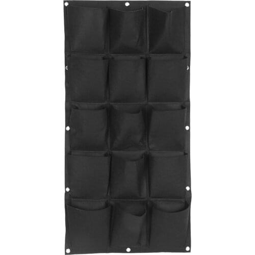 Planting Bag Garden Balcony Wall Vertical Flower Plants Hanging Planter Black Color 15 Pockets