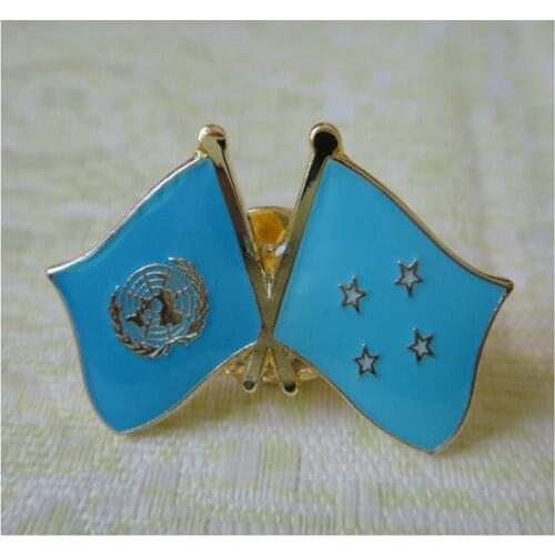 UN & Micronesia Friendship Pin/Cross Metal Pin Made by Iron 25.4mm Butterfly Button On Backing MOQ300pcs free shipping