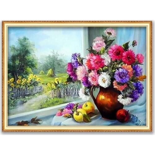 Flower DIY Embroidery Cross Stitch 11CT Kits Craft Needlework Set Printed Canvas Cotton Thread Home Decoration Dropshipping New