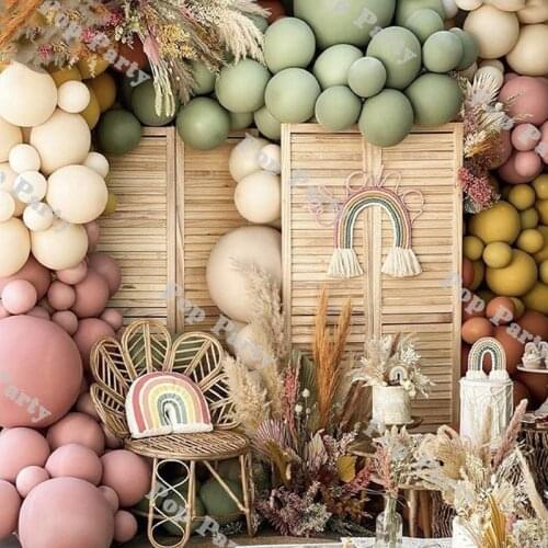 Ins Fall Balloon Arch Kits Mustard Terracotta Balloons Garland Birthday Baby Shower Party Decoration Backdrop Sage Green Rainbow