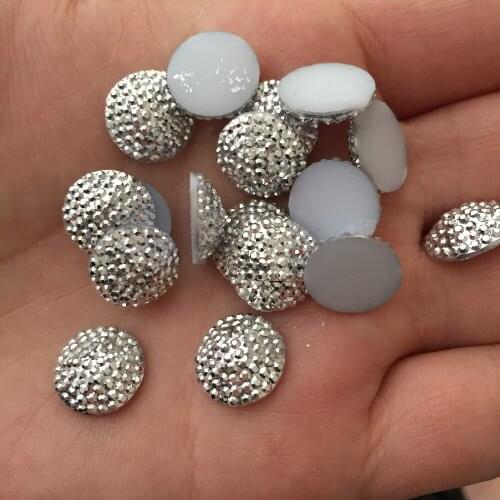 New 60pcs 12mm Resin Silver round flat back stone scrapbook Wedding Embellishment diy appliques SD735*2