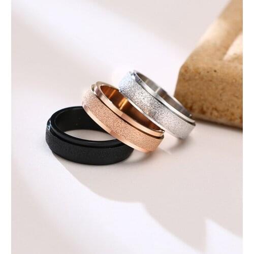 Charm Matt Polish Spinner Ring for Women Men Stainless Steel Finger Female Rings US Size 6 To 12