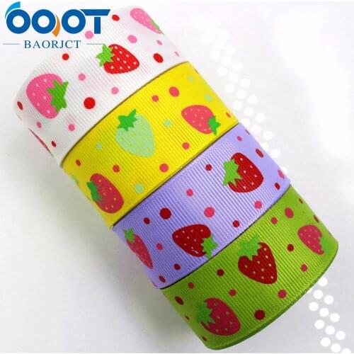 OOOT BAORJCT 175068 25mm 10yard Strawberry Ribbons Thermal transfer Printed grosgrain Wedding Accessories DIY handmade material