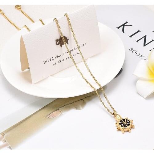 IJD9391 Ship Rudder Stainless Steel Cremation Keepsake Pendant for Ashes Urn Shape Memorials Necklace for Men Jewelry