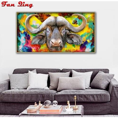 Full square/round drill 5D Diy Diamond Painting animals cow Bull head Diamond Embroidery sale cross stitch wall painting