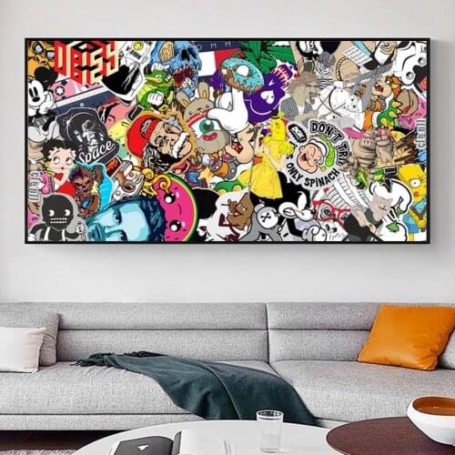 Disney Animation Character Collage Posters and Prints Graffiti Art Pop Canvas Painting Cartoon Wall Pictures for Kids Room Home