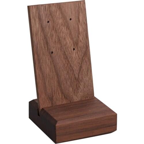 Rectangular Walnut Jewelry Display Stand for Rings Earring Storage Pendant