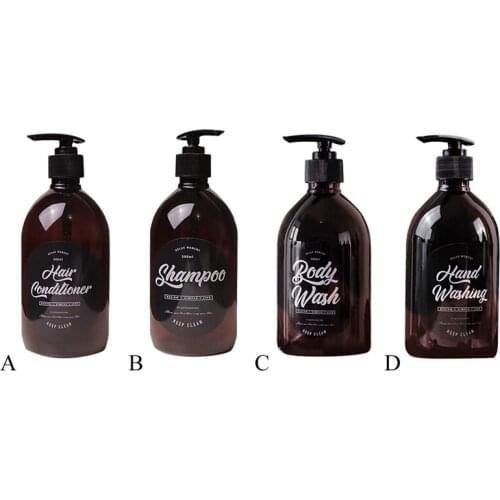 500ml Ins Simple Divided Bottle Shampoo Shower Gel Conditioner Empty Bottle Refillable Press Bottle Tagged