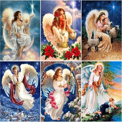 RUOPOTY 60x75cm Frame Painting By Number For Adults Angel Acrylic Drawing Coloring By Numbers Modern Wall Art Picture For Diy Gi