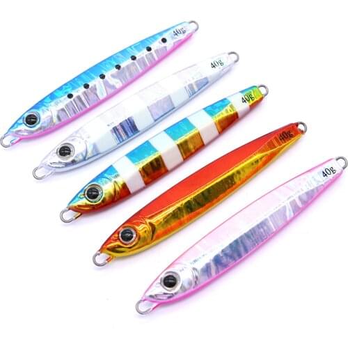 CASTFUN Slow Jig GUN 2 Casting Jig 10g 20g 30g 40g 60g 5PCS/LOT Artificial Bait Fishing Jigging Metal Jig Fishing Lure Glow