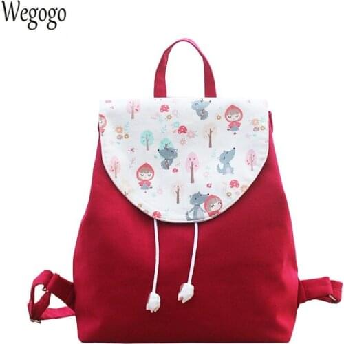 2020 Women Backpack National Cute Style Canvas Drawstring Shoulder Bags Girl Artistic Female Student Bag Gift