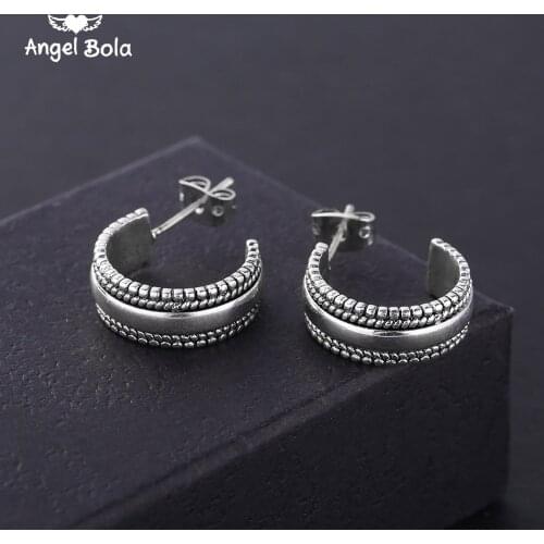 Stud Earing Aretes Jewelry Gifts Boho Ancient Silver Color Hoop Buddha Earrings for Women Trendy Circle Round Small Earring