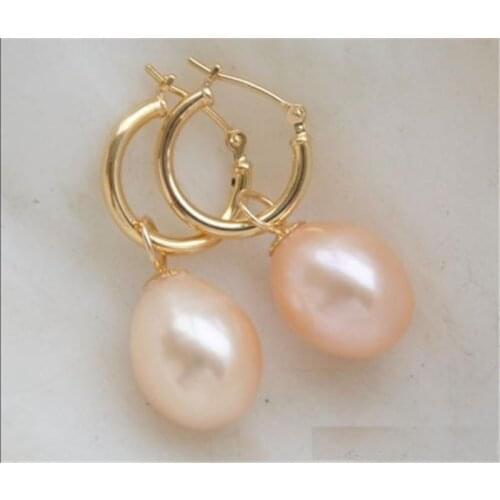 HOT sell AAAA+ 9-10mm Freshwater pearl Pink Pearl Earring