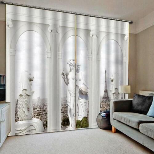 Europe curtains White 3D Window Curtains For Living Room Bedroom roman relief curtains Blackout curtain