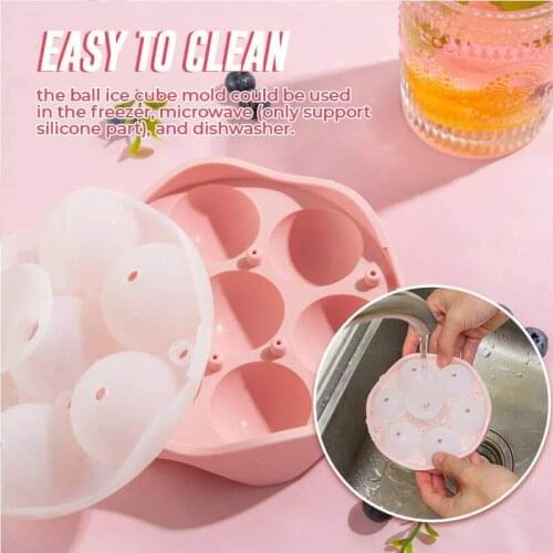 Large Size 7 Cell Ice Ball Mold Silicone Ice Cube Trays Whiskey Ice Ball Maker 7-Hole Ice Box Silicone Molds Maker For Party Bar