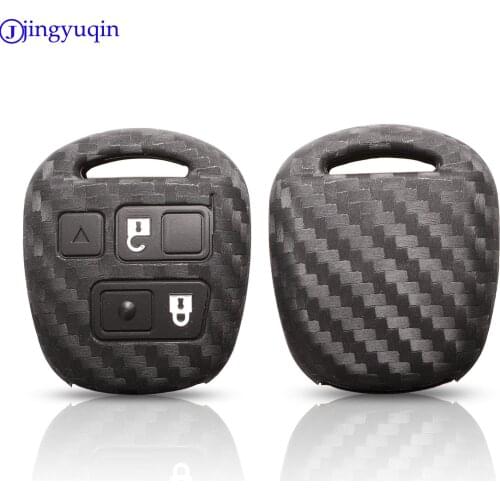 Jingyuqin Carbon Fiber Patten Silicone Car Key Shell For LEXUS For TOYOTA Remote Key Case Holder Case Cover