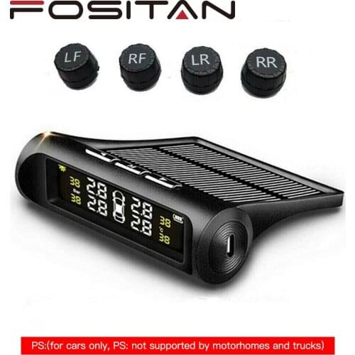 Solar Wireless TPMS Car Tire Tyre Pressure Monitoring System With 4 Sensors Tire Pressure Inspection Tool Digital LCD Display