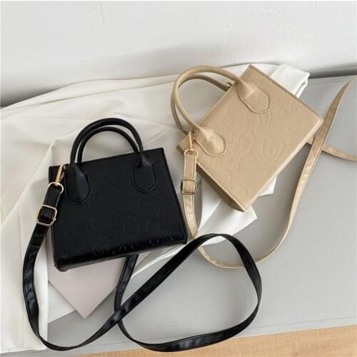 Women Cartoon Printing Fashion PU Leather Small Crossbody Pure Color Shoulder Messenger Bag Vintage Ladies Top-handle Handbags