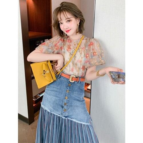 Top Quality Hot stamping printing bubble sleeve type screen top summer new